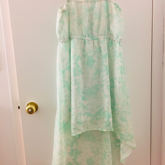 Cute Flowy Floral Mint Green High Low Dress - Picture 2 of 6